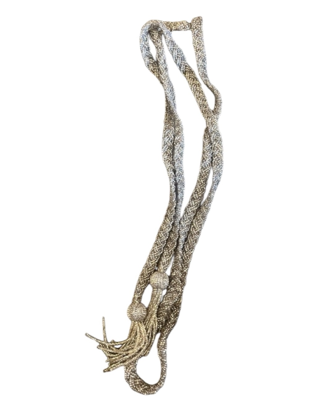 Beaded Braided Rope Belt  in Silver